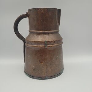 Rustic Antique Copper Pitcher Planter Handmade 8.25” Primitive Farmhouse Cottage